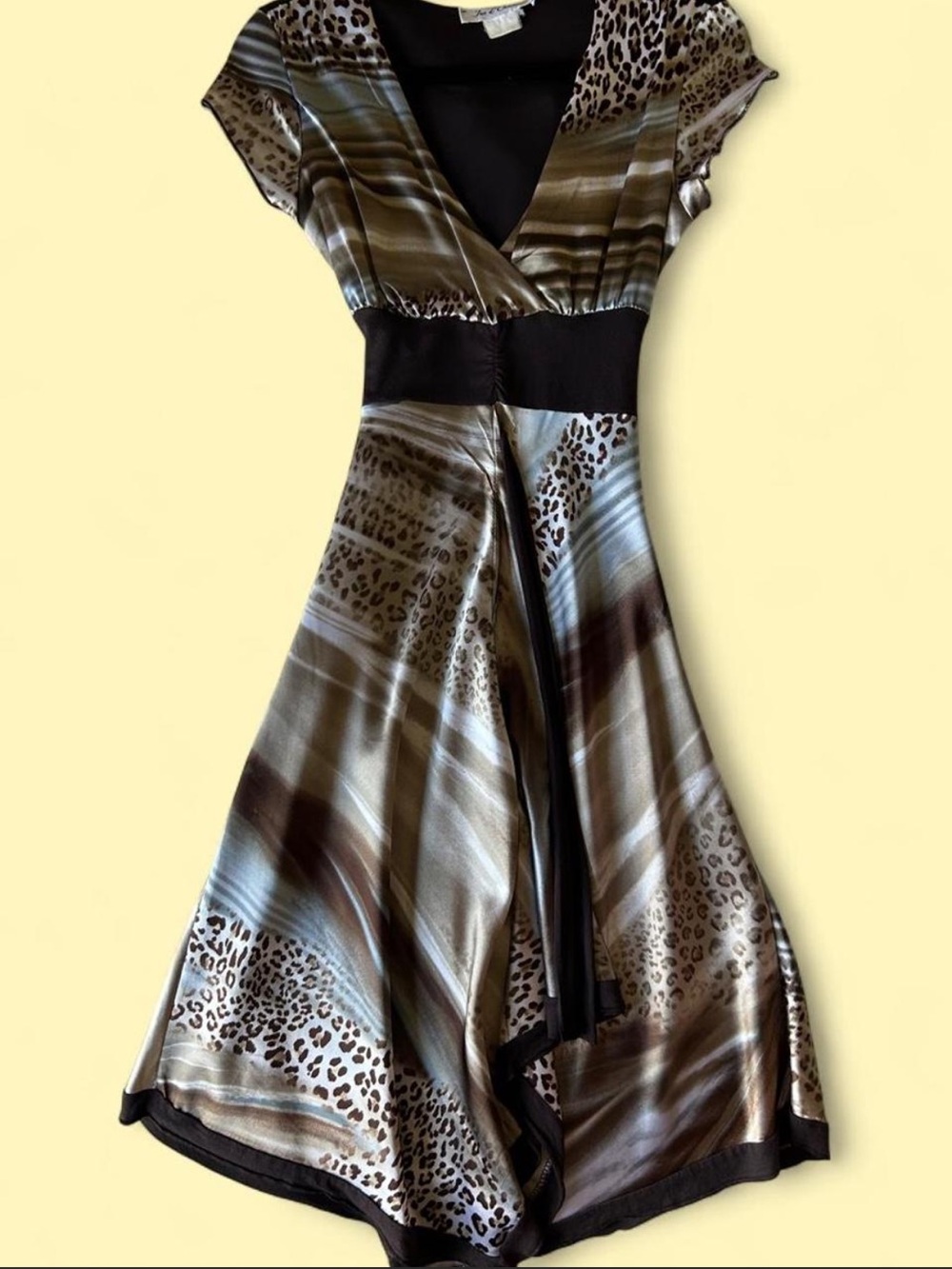 Handkerchief leopard striped dress with tie back
